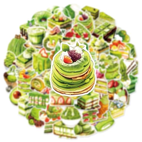 50Pcs Waterproof Matcha Dessert Stickers for DIY Decor