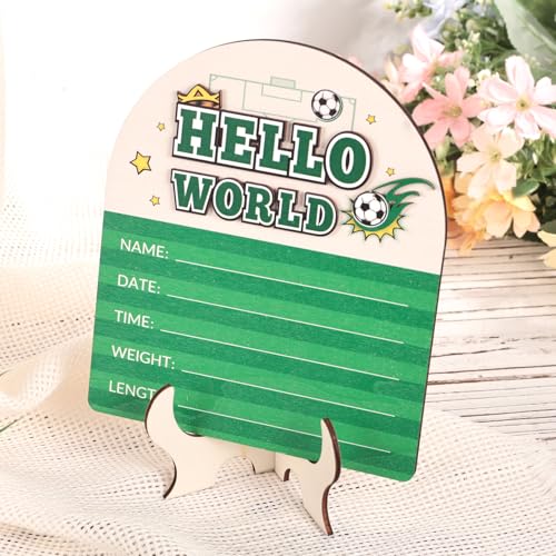 Hello World Newborn Announcement Sign - Wooden Birth Plaque