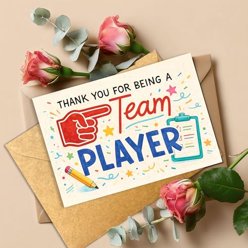 Team Player Appreciation Greeting Card with Envelope - Motivational Employee Gift