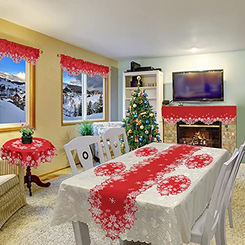 Embroidered Snowflakes Table Runner 14x90 Inches Christmas Holiday Decor