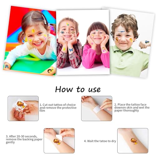 Habett Kids Temporary Tattoos Set - 300+ Waterproof Designs for Party Favors