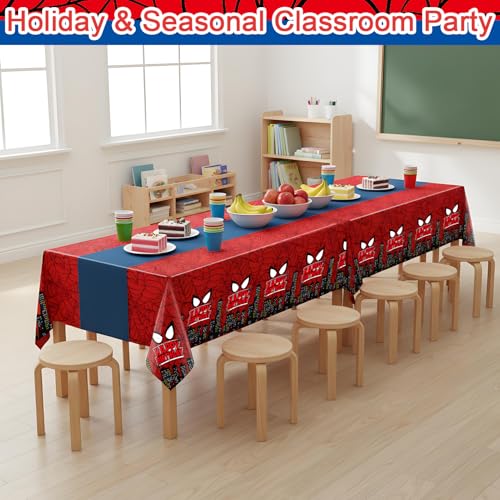 iCrius Spider City Disposable Plastic Tablecloths 3pcs 54x108 Inch for Birthday Party