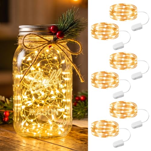 6 Pack Battery Operated Fairy Lights - 7ft 20LED Warm White