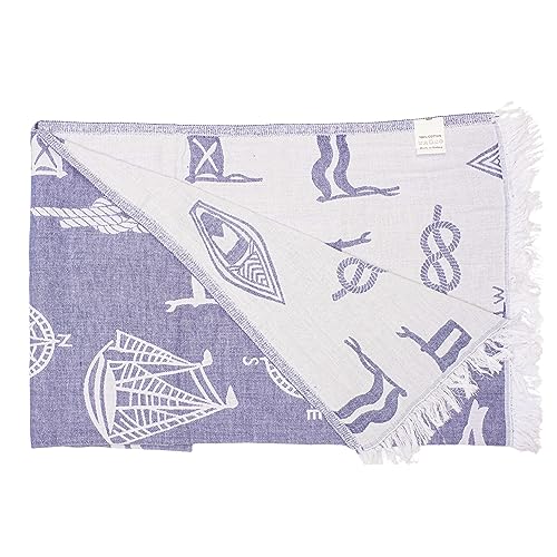 Venice Surf Club Turkish Cotton Beach Towel, 40" x 70", Sail Blue