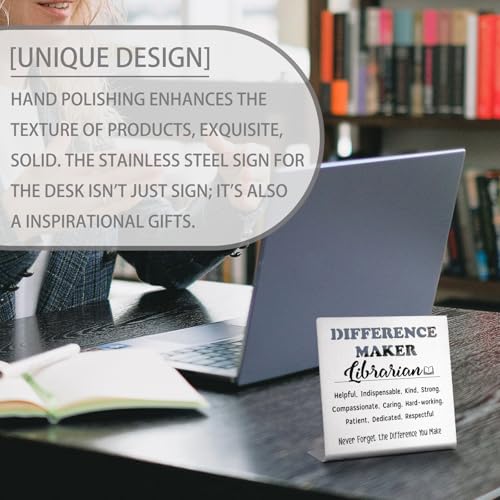 Difference Maker Stainless Steel Desk Sign | Librarian Appreciation Gift
