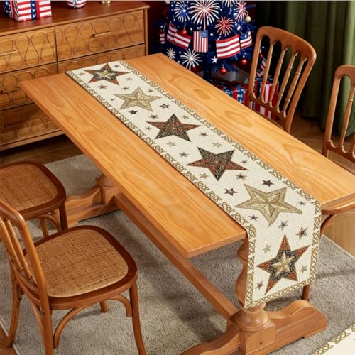Patriotic Table Runner 13x71 Inch for Independence Day & Party Decor
