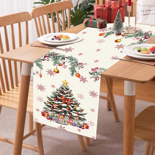 Christmas Table Runner 13x72 Inch with Xmas Tree Design