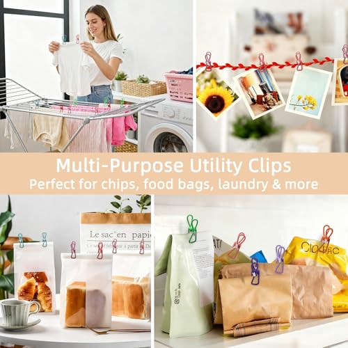 ChicRange 10-Pack Colorful Metal Chip Clips with Rubber Caps