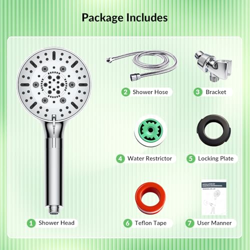 LumeTon High-Pressure Filtered Handheld Shower Head - 7 Spray Modes