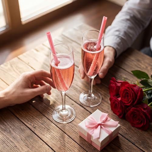 100 Pcs Reusable Heart Shaped Pink Straws for Parties