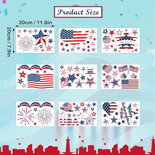 24 Sheets 4th of July Window Clings - Patriotic USA Decorations