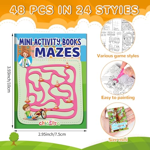 48 Mini Activity Books for Kids - Bulk Coloring & Puzzle Party Favors