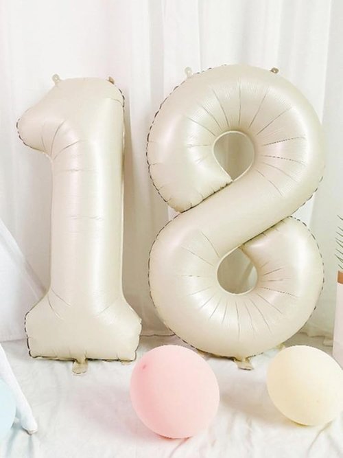7 Balloon Numbers by Party Essentials | 40-Inch Cream White Birthday Decor for Ages 7, 17, 27, 70