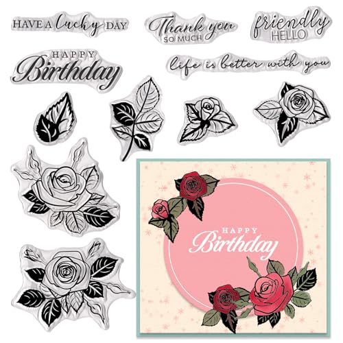 Valentine's Day Rose Clear Stamps for Card Making & DIY Crafts