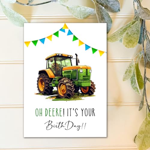 Funny Tractor Birthday Card - Premium Greeting Card for Him/Her