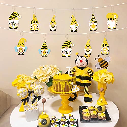 WATINC 25 Pack Bee Gnome Wooden Ornaments for Summer Decor