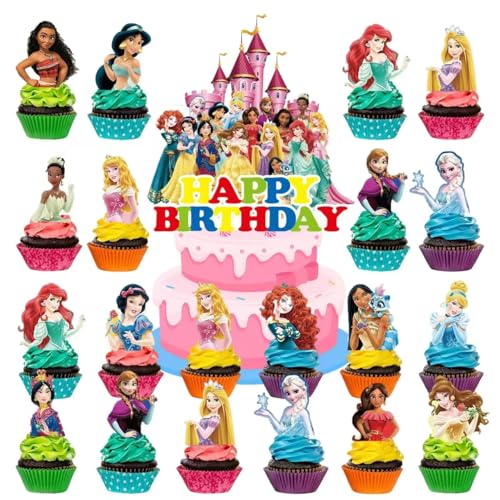 Princess Cake and Cupcake Topper Set - 31 Piece Party Decoration Kit