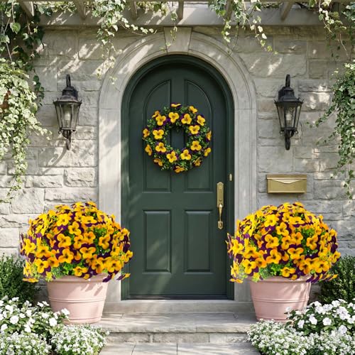 16pcs Artificial Pansy Flowers - UV Resistant Faux Silk Decor