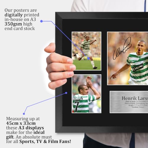 Football Memorabilia Signed Photograph Display 16x12 Inches Framed - Henrik Larsson