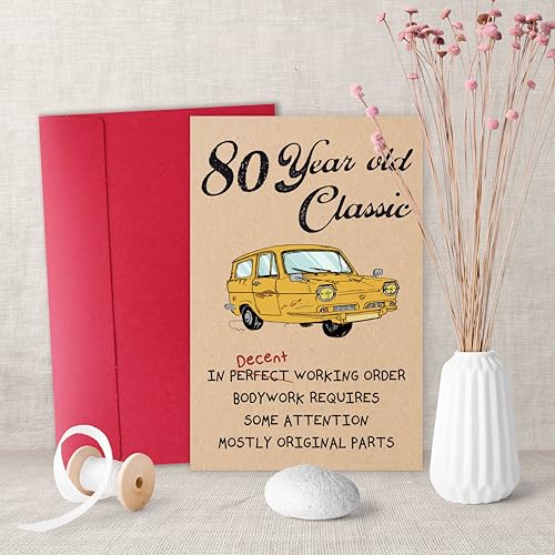 Funny 80th Birthday Card for Men and Women - Vintage Joke Card