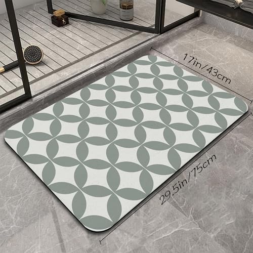 Sage Green Diatomite Bath Mat - Quick Drying & Non-Slip 17"x30"