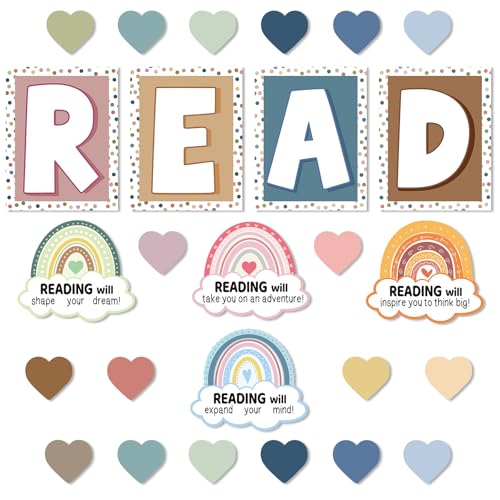 32Pcs Boho Reading Corner Bulletin Board Set - Bohemian Style Decor