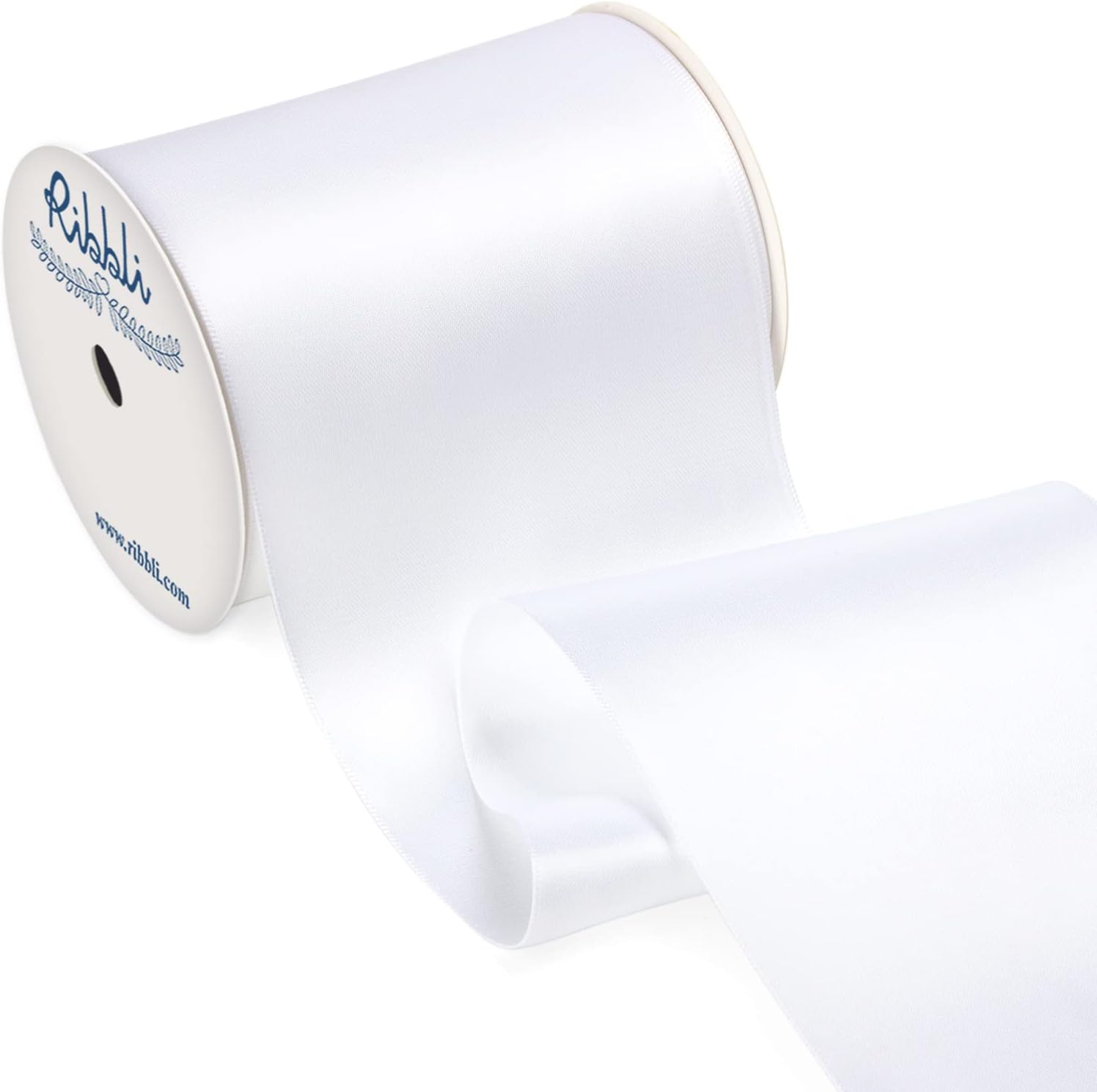 Ribbli White Satin Ribbon - 4 Inch Wide Double-Faced Satin for Wedding Decor & Gift Wrapping | 10 Yards