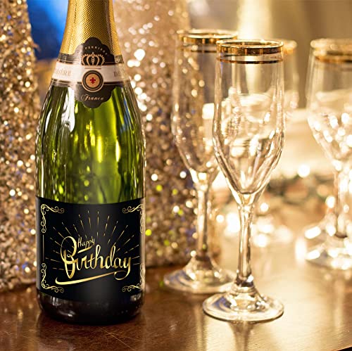 2-Pack Self-Adhesive Happy Birthday Bottle Labels for Wine & Champagne