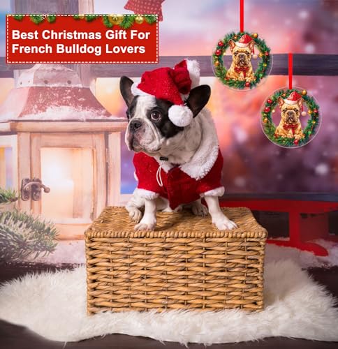 FLYAB French Bulldog Christmas Ornament 2025 Acrylic Dog Tree Decoration