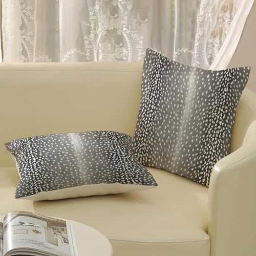 Antelope Print Pillow Covers 18x18 (Pack of 2) - Black Gray Boho Decor
