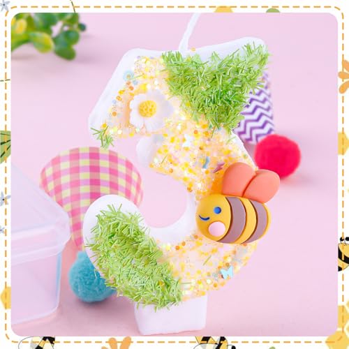 Glitter Bee Number 1 Birthday Candle - Cute Cake Topper