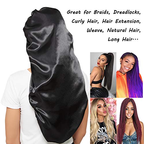 Extra Large Satin Braid Bonnet for Sleeping, 27-Inch Long Hair Wrap Cap