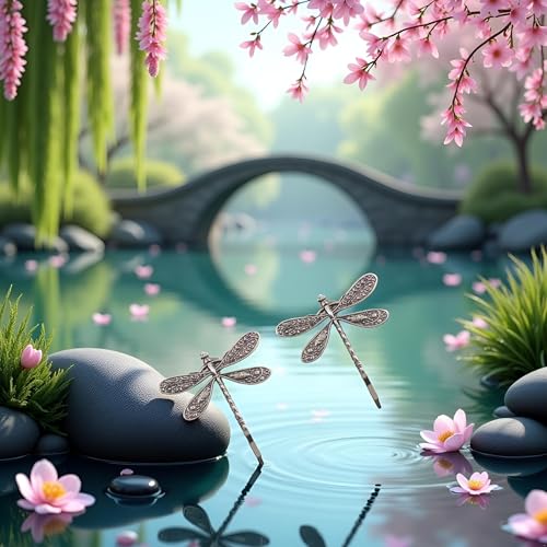 Myuiao Silver Dragonfly Hair Clips 2-Pack Antique Bridal Barrettes