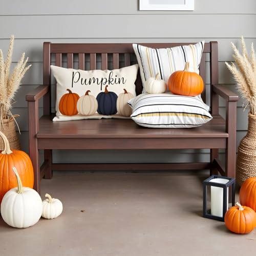 PANDICORN Fall Pumpkin Pillow Cover, 12x20 Decorative Cushion