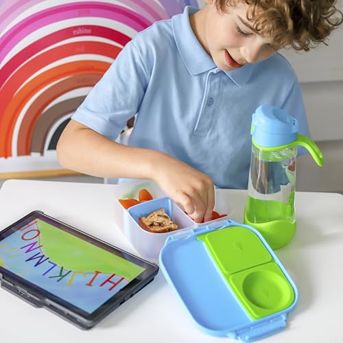 b.box Mini Lunch Box - 4.25 Cup Leak Proof Bento Box for Kids Ages 3+, 3 Compartment Snack Containers, School Lunch Container, Dishwasher Safe, BPA-Free, PFAS-Free - Ocean Breeze