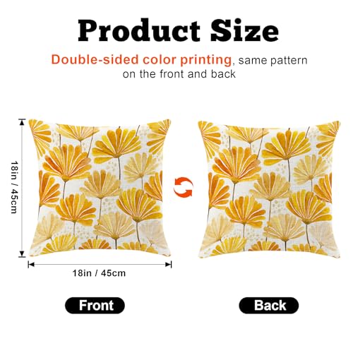 18x18 Linen Pillow Covers Set of 2 - Decorative Floral Cushion for Home