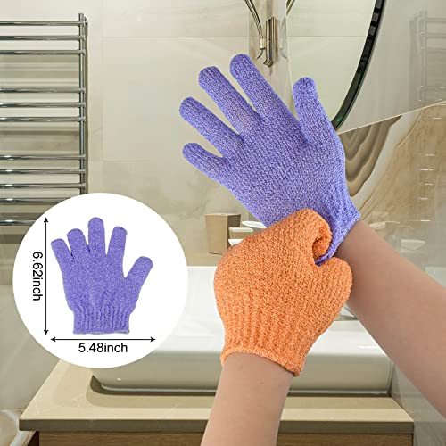 CREHODEC Exfoliating Shower Gloves - White Body Scrub Mitts (2 Pack)