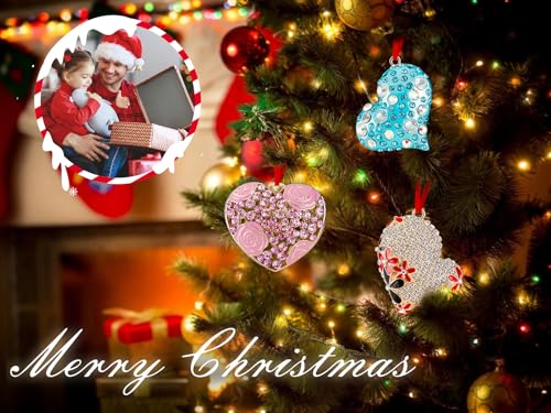 Gold Heart Christmas Ornament - Rhinestone Metal Tree Keepsake Gift