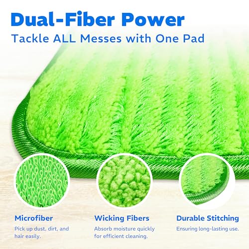 Befanty 2 Pack Microfiber Mop Pads for Swiffer & 10-12 Inch Mops, Reusable & Machine Washable