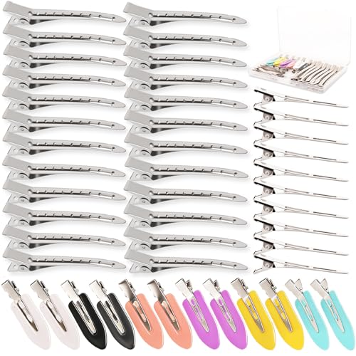 44Pcs Metal Alligator Hair Clips Set - Creaseless & Duckbill Styling Pins