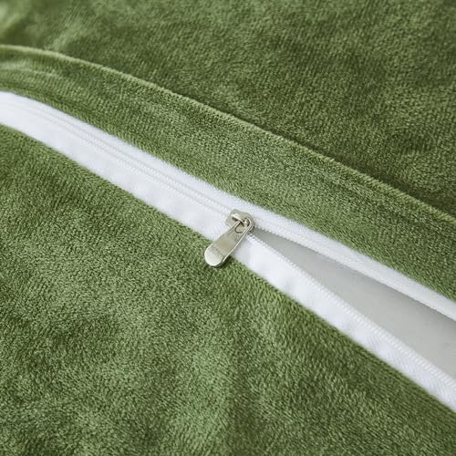 Fluffy King Size Pillowcases Set of 2 Faux Fur Covers - Sage