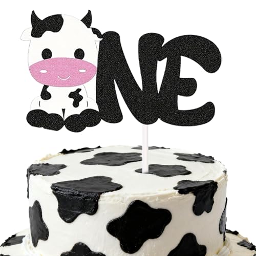 Cow 1st Birthday Cake Topper | Farm Animal Party Decoration