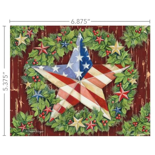 Americana Christmas Boxed Cards Set - 18 Holiday Greeting Cards with Envelopes