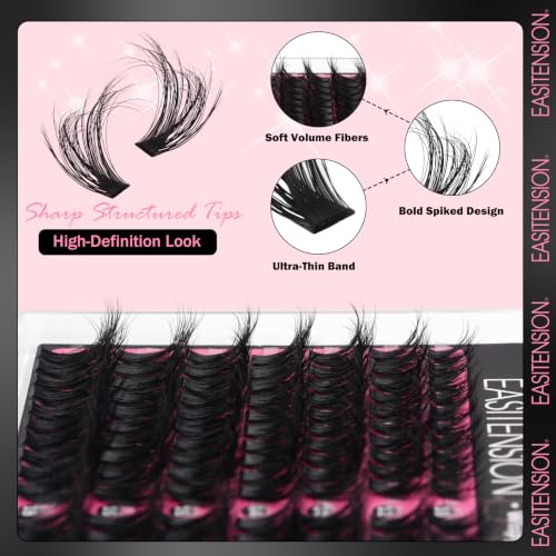 EASITENSION Manga Lash Clusters Wispy DIY Eyelash Extensions Kit 210pcs D Curl