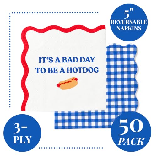 BBQ Party Cocktail Napkins - Bad Day to Be a Hotdog, 50 Pack