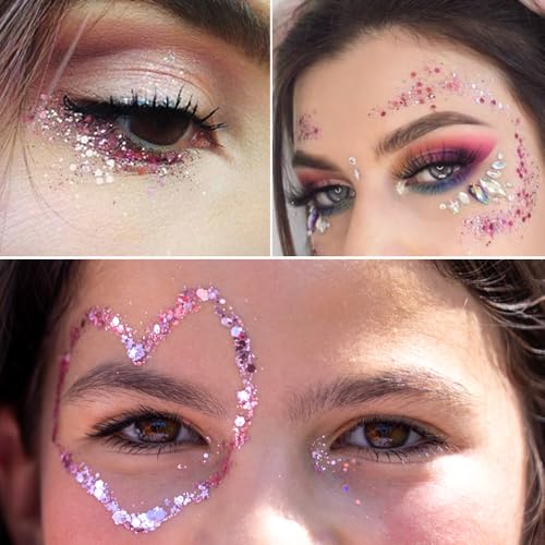 Mysense Pink Body Glitter Gel 30g - Chunky Festival & Concert Makeup