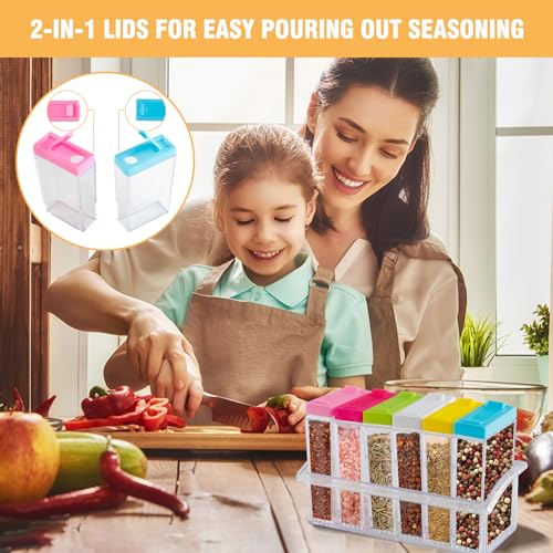 6-Piece Spice Shaker Set with Tray - Seasoning Storage Containers