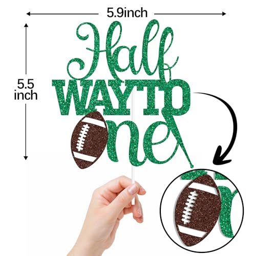 Green Glitter Soccer Cake Topper - Half Birthday Celebration