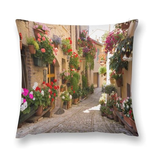 Mediterranean Greece Scene 12x12 Inch Throw Pillow Cover - Italy-1