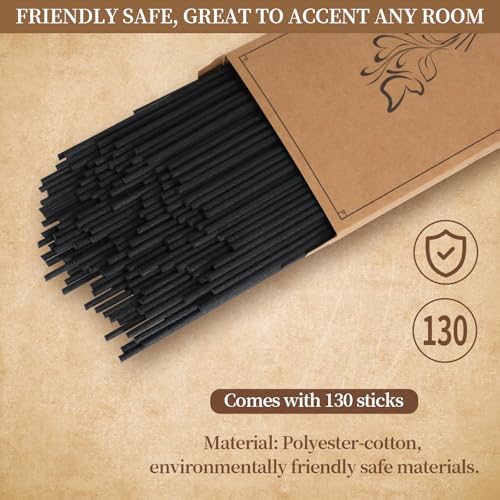 130Pcs 10-Inch Black Fiber Reed Diffuser Sticks - Essential Oil Refills